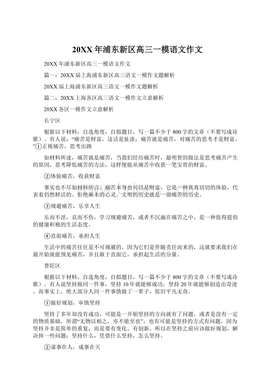 20XX年浦东新区高三一模语文作文.docx