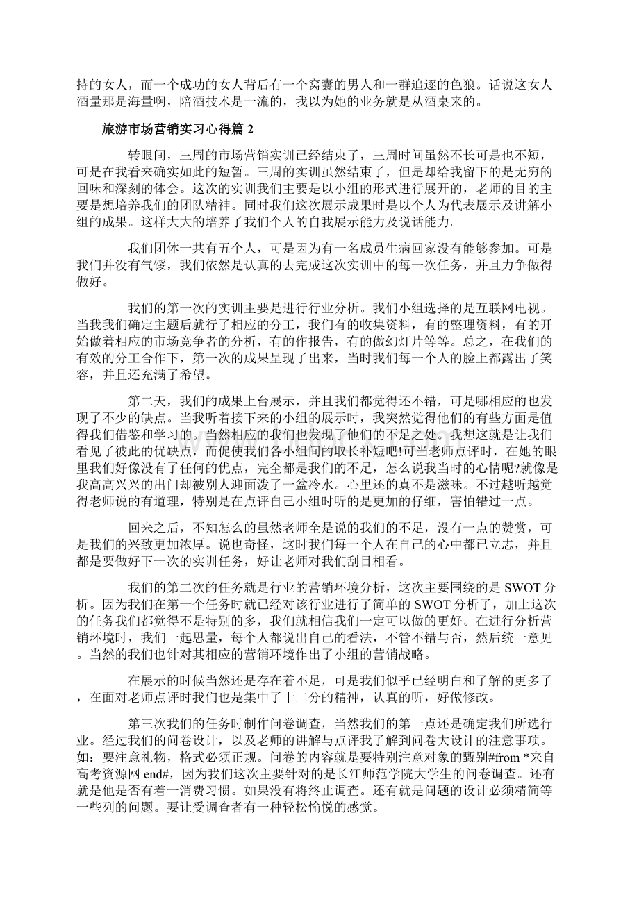 旅游市场营销实习心得Word格式文档下载.docx_第2页