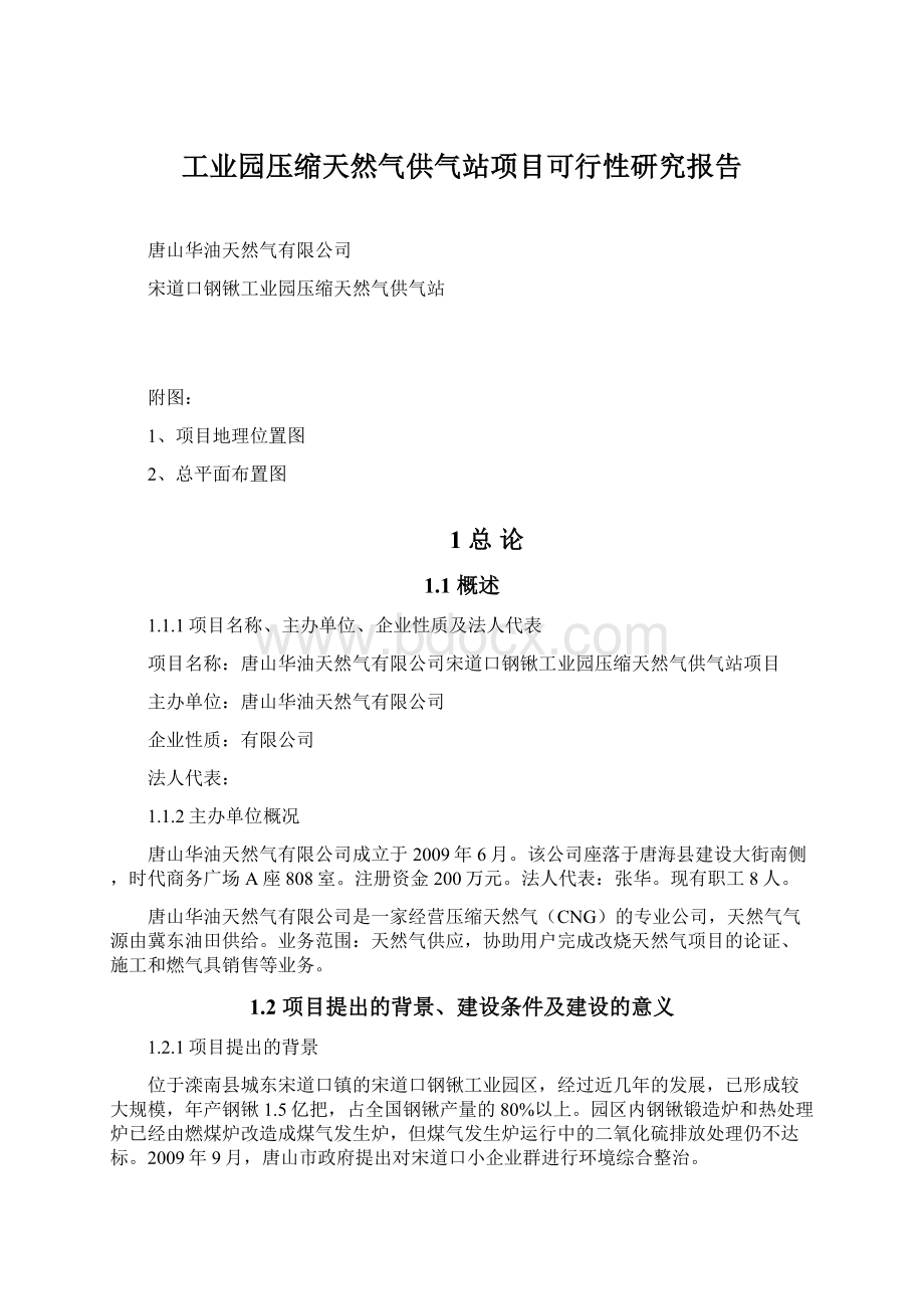 工业园压缩天然气供气站项目可行性研究报告.docx_第1页