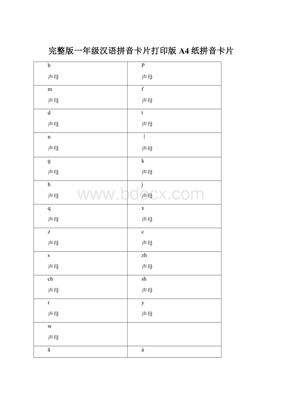 完整版一年级汉语拼音卡片打印版A4纸拼音卡片Word文件下载.docx