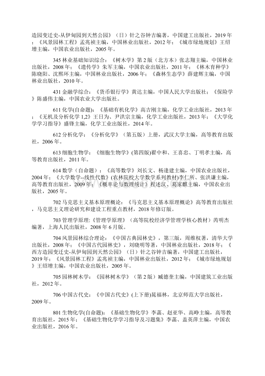 山东农业大学硕士研究生招生专业初试自命题复试参考书目.docx_第2页