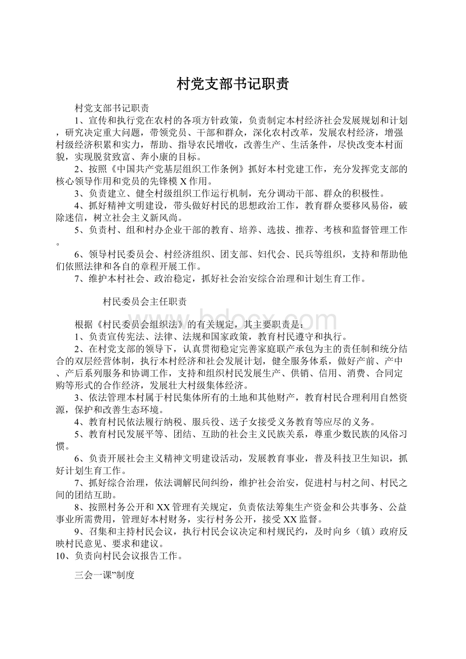 村党支部书记职责Word文档下载推荐.docx