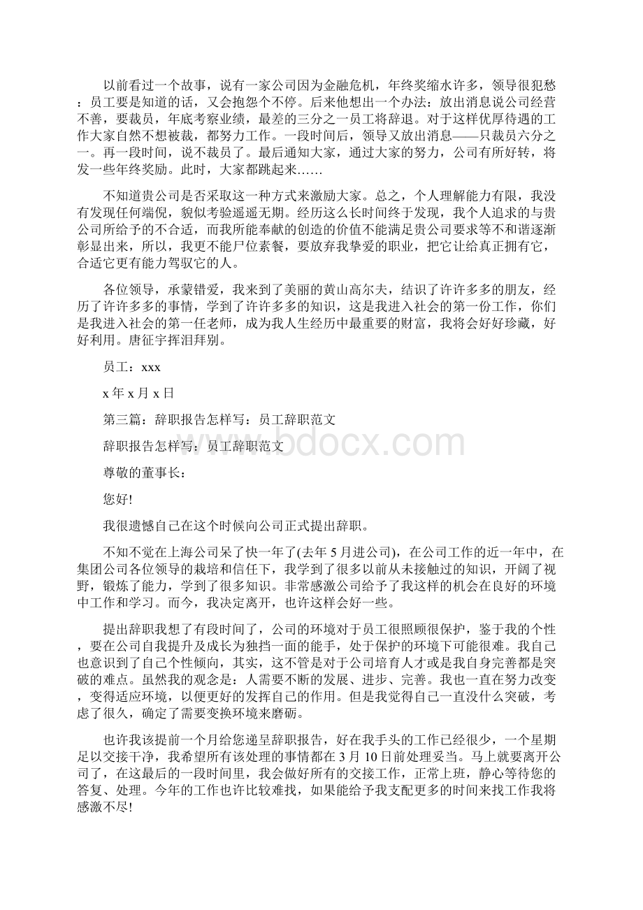 俱乐部员工的辞职报告多篇范文Word文档格式.docx_第3页