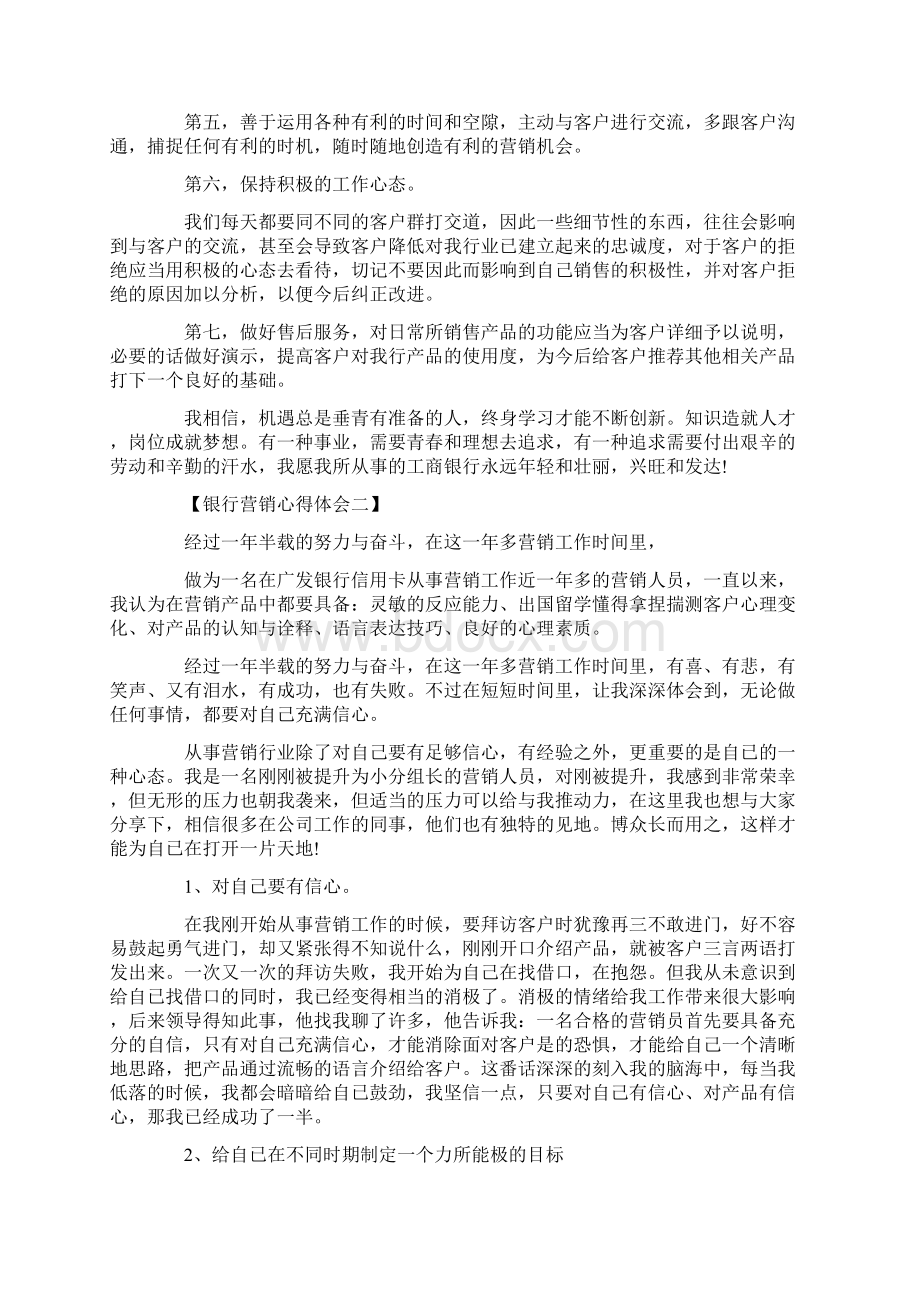 心得体会 工作心得体会 银行营销心得体会银行营销心得体会文档格式.docx_第2页