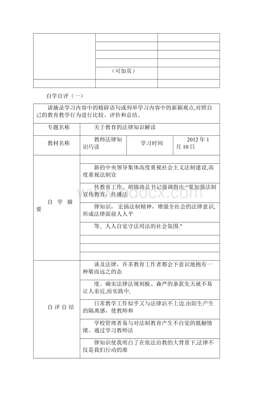 完整word版教师专业发展报告册Word文档格式.docx_第2页