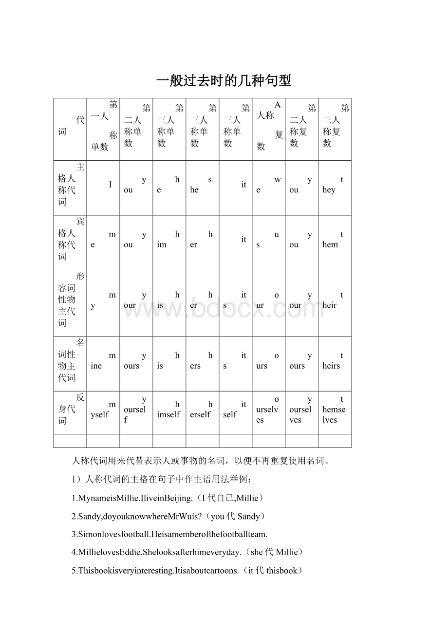 一般过去时的几种句型Word文档格式.docx_第1页