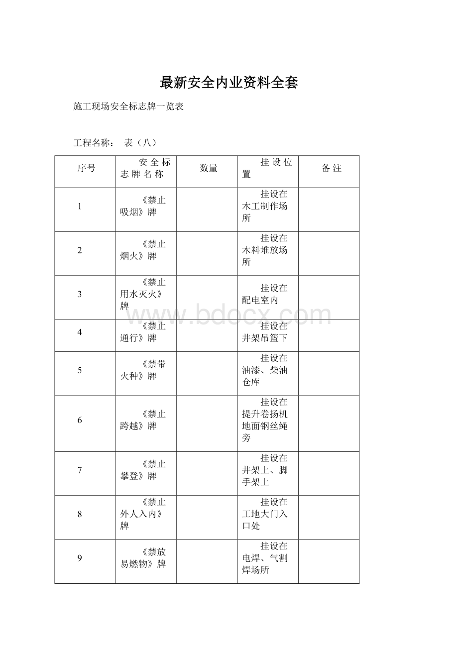 最新安全内业资料全套Word格式.docx