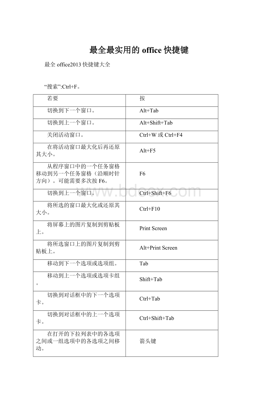 最全最实用的office快捷键Word格式文档下载.docx