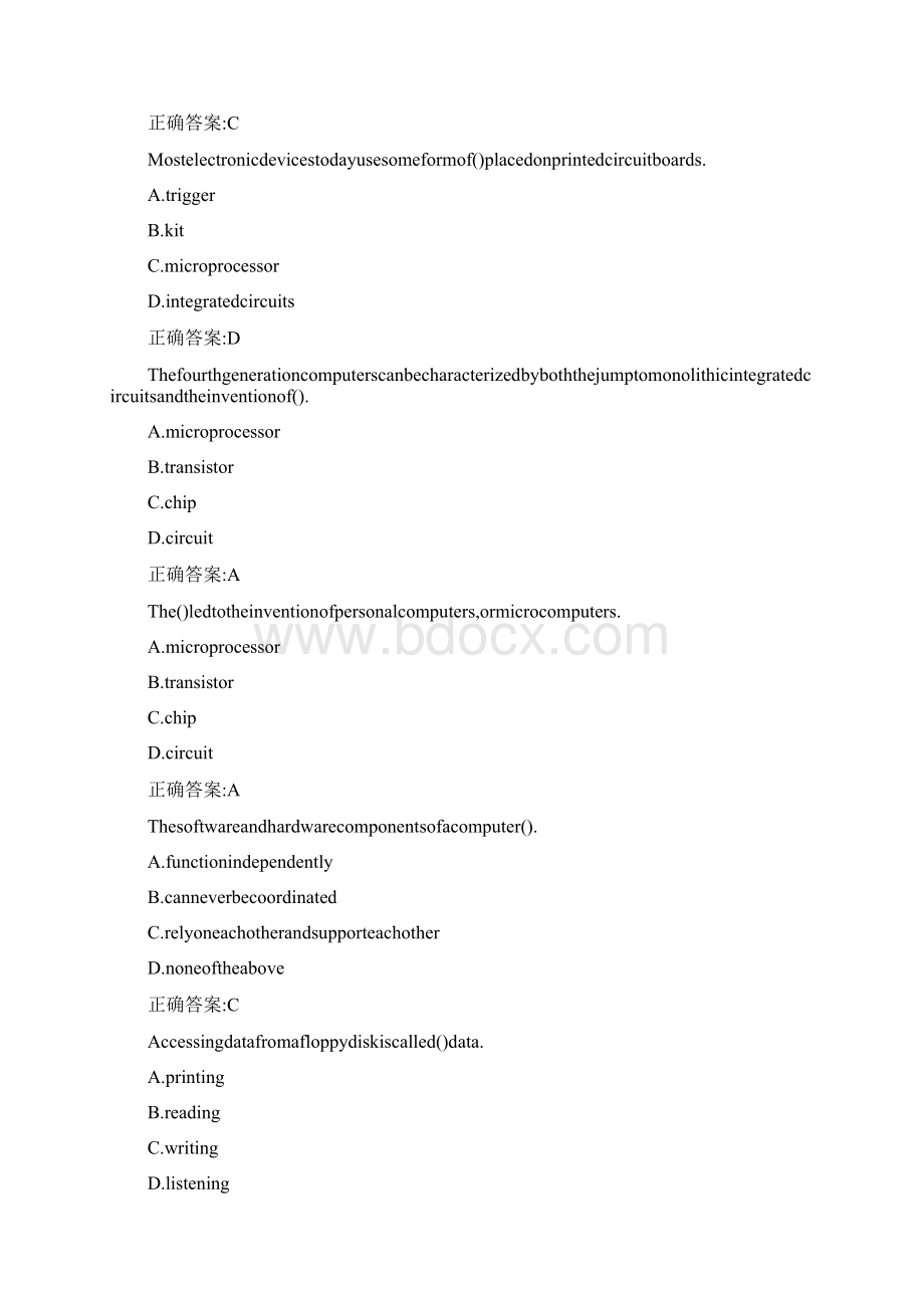 大工19春《专业英语计算机英语》在线作业123参考答案Word格式文档下载.docx_第3页