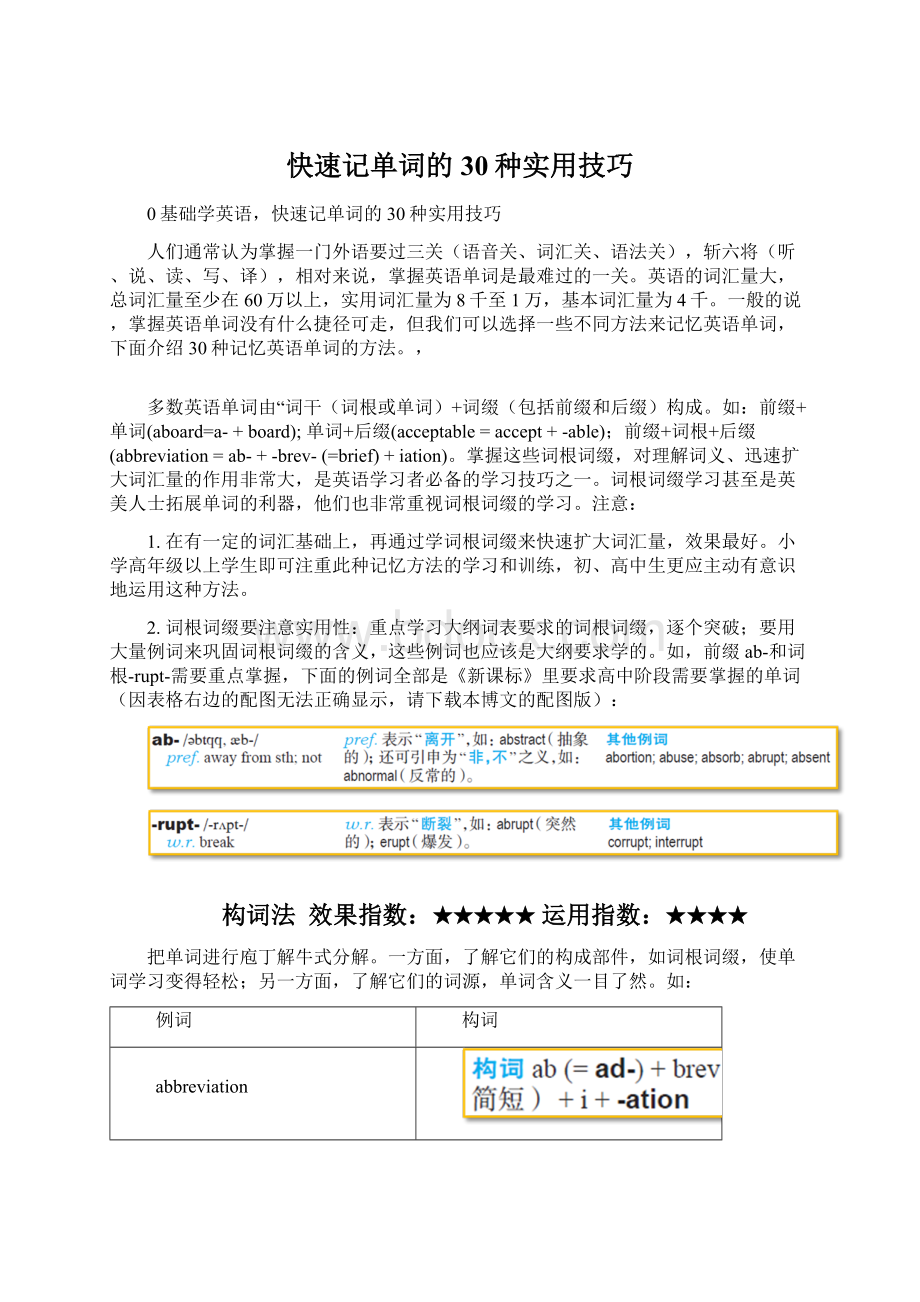 快速记单词的30种实用技巧Word文档格式.docx