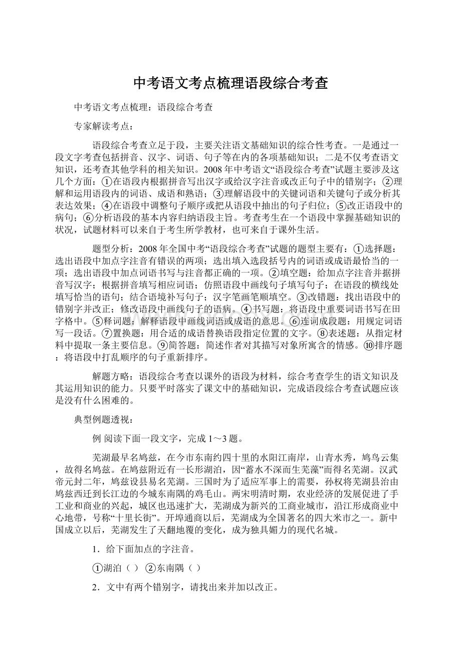 中考语文考点梳理语段综合考查Word文件下载.docx