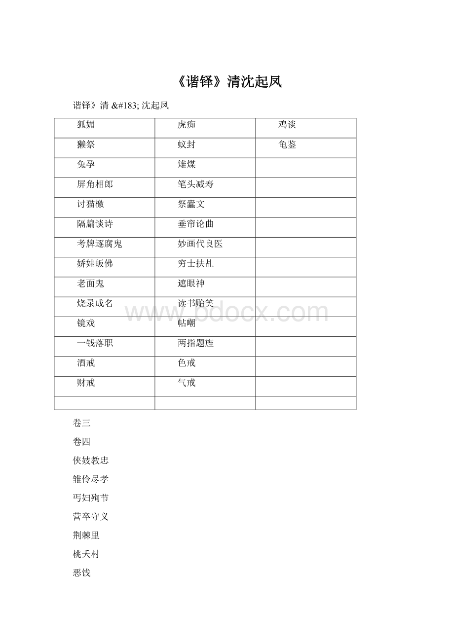 《谐铎》清沈起凤.docx_第1页