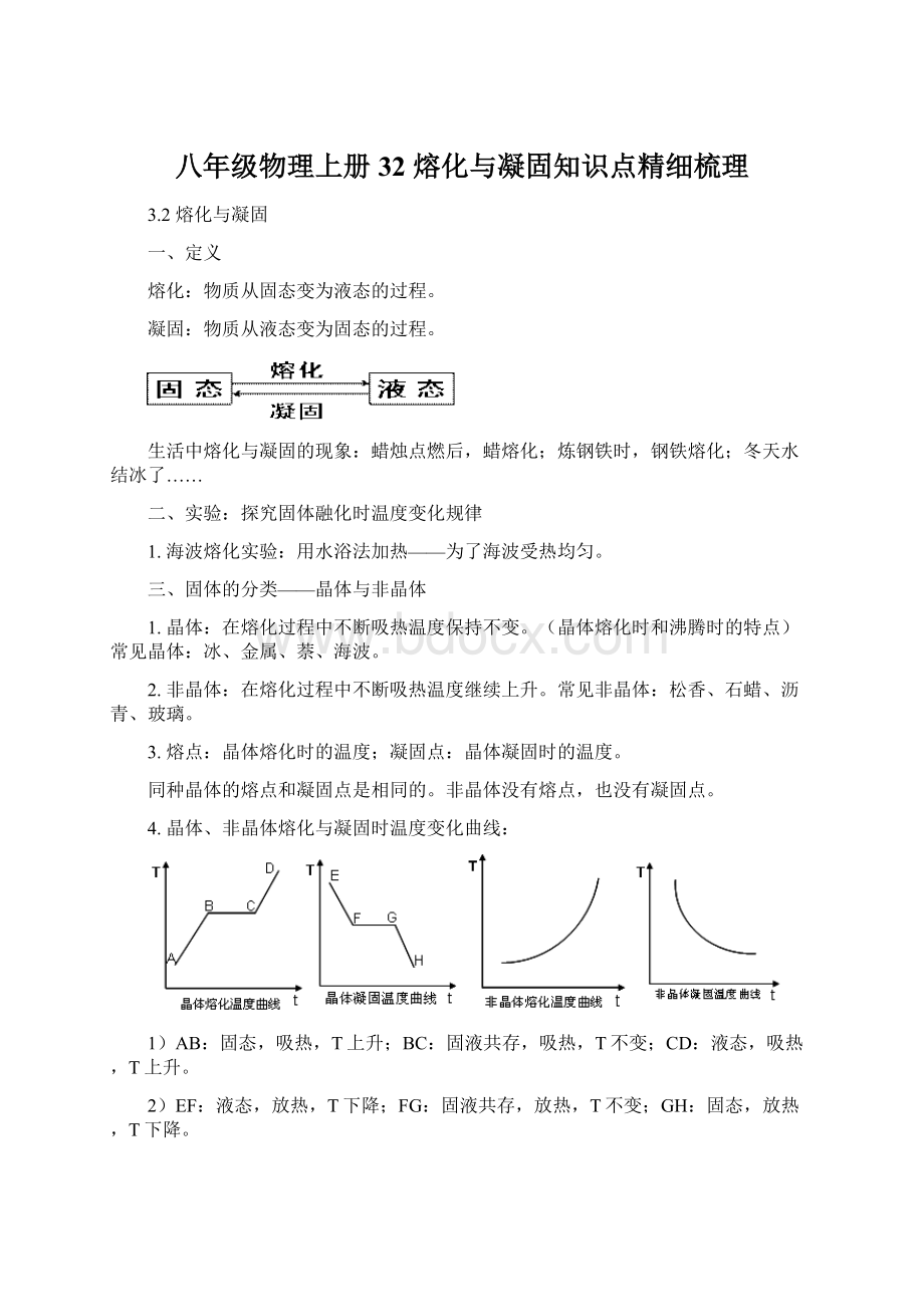 八年级物理上册 32 熔化与凝固知识点精细梳理.docx_第1页