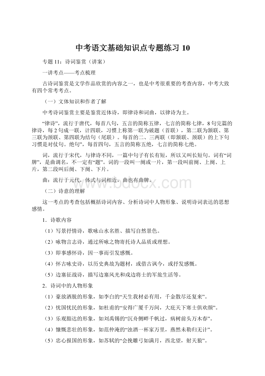 中考语文基础知识点专题练习10.docx