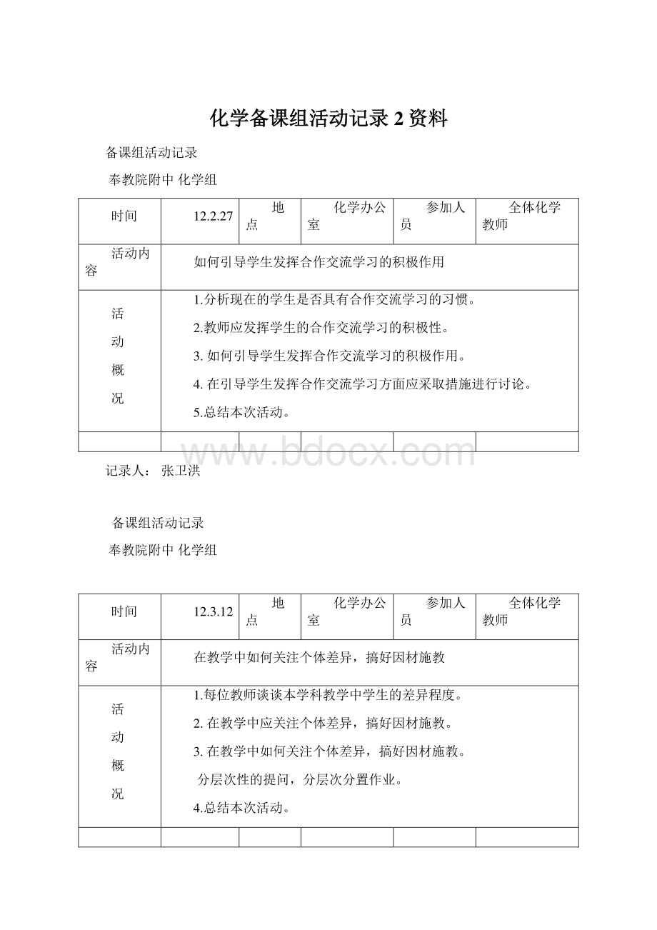 化学备课组活动记录2资料.docx_第1页