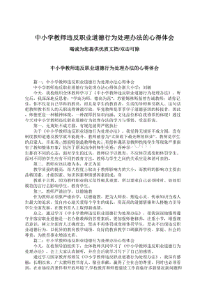 中小学教师违反职业道德行为处理办法的心得体会Word文档格式.docx