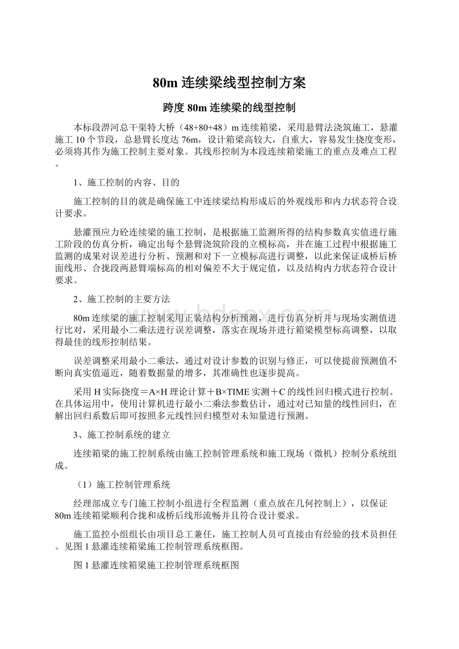 80m连续梁线型控制方案.docx_第1页