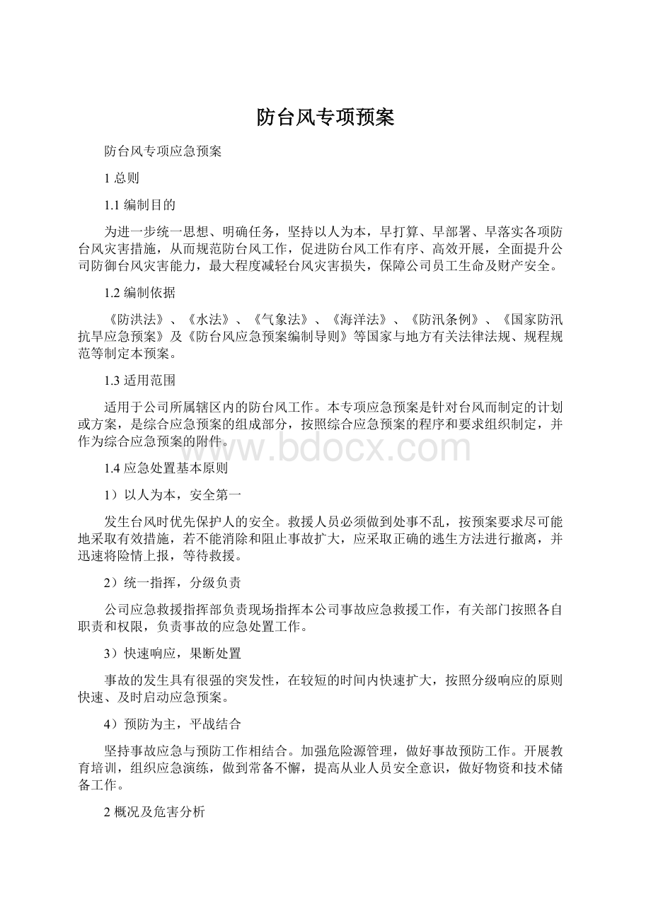 防台风专项预案Word格式.docx