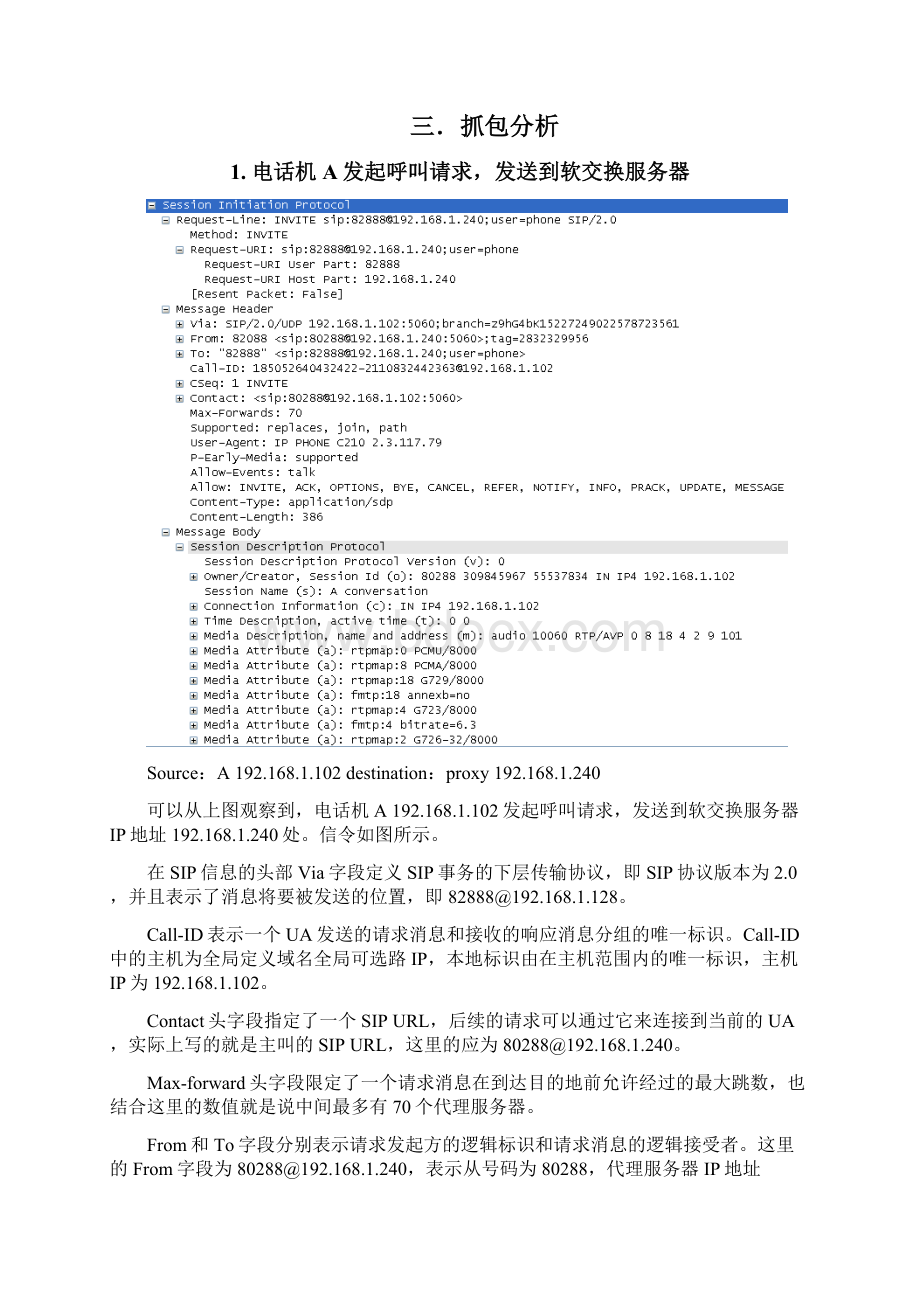 交换原理实验sip信令分析实验报告Word格式文档下载.docx_第2页