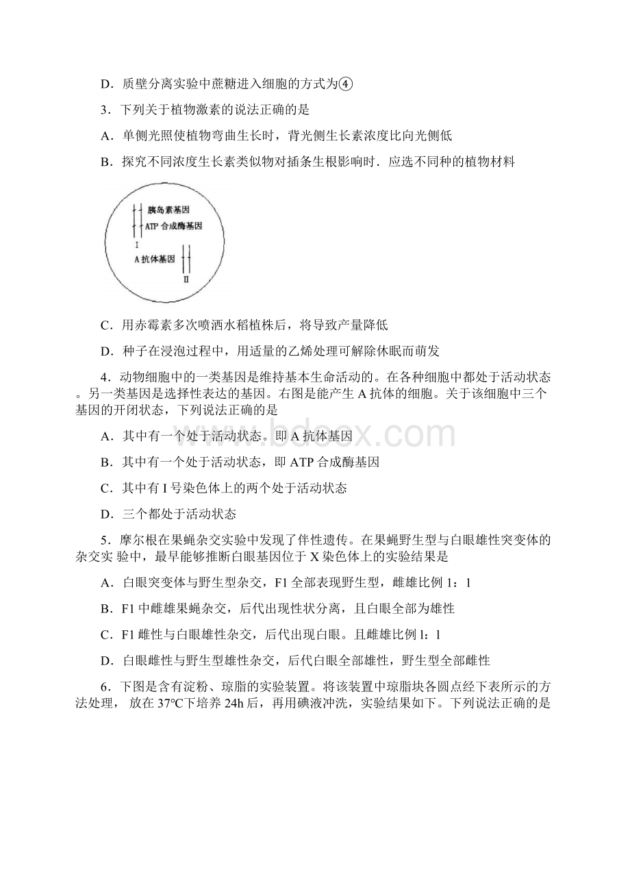 山东省泰安市届高三第一次高考模拟理综试题泰安一模.docx_第2页