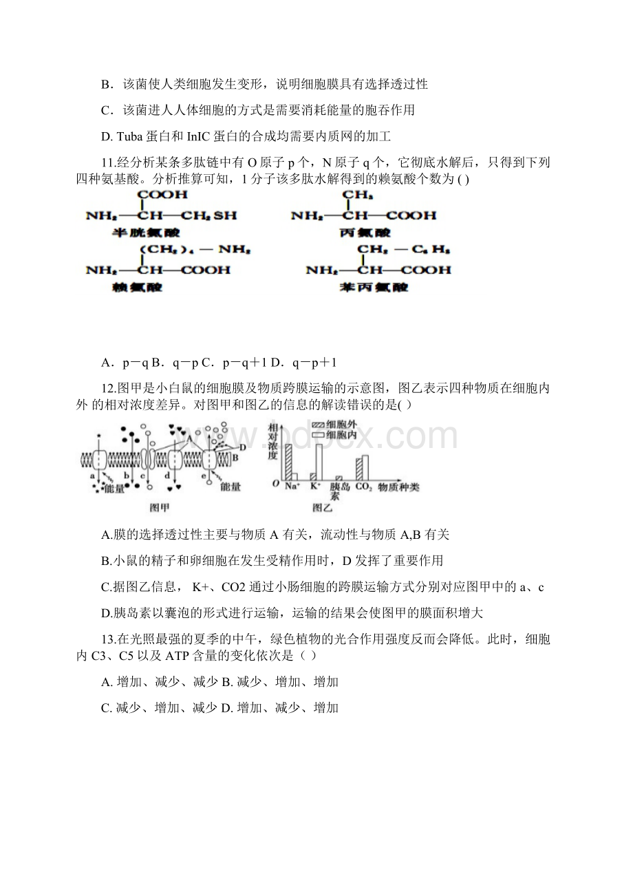 湖南省永州市祁阳县届高三生物上学期第二次月考试题.docx_第3页