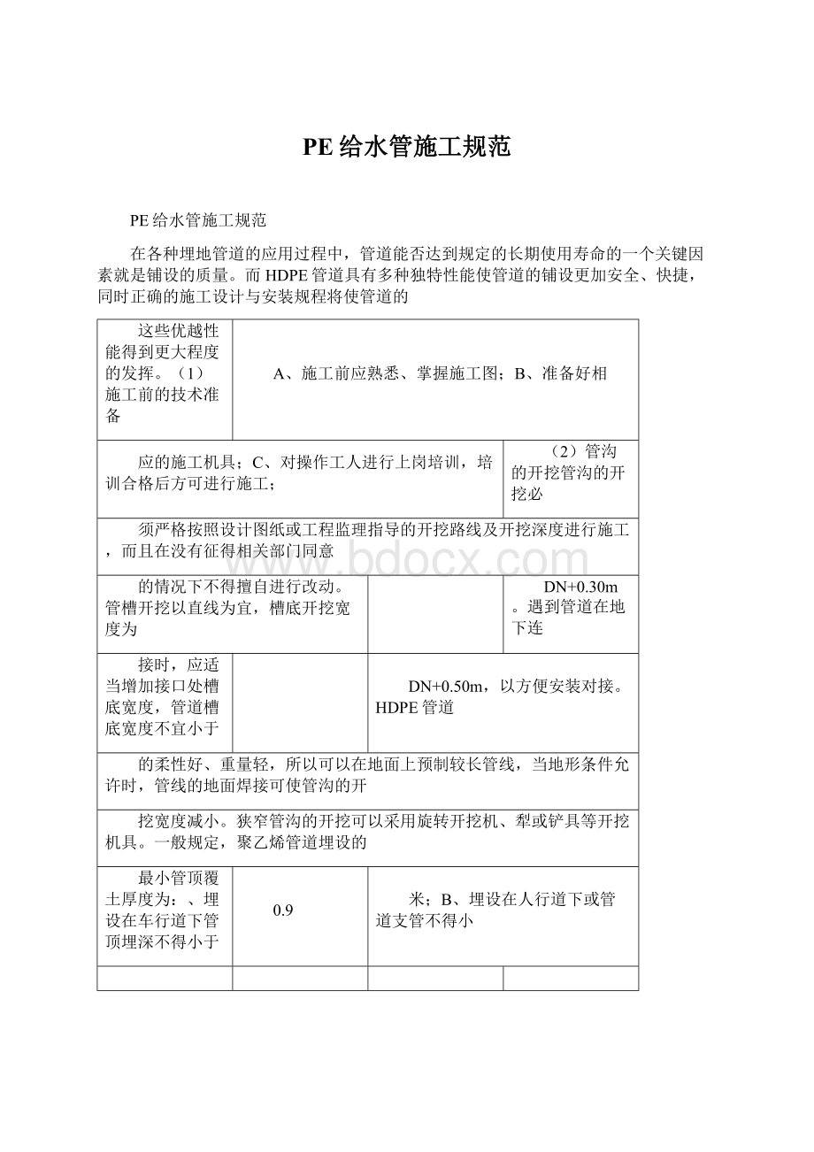 PE给水管施工规范.docx_第1页