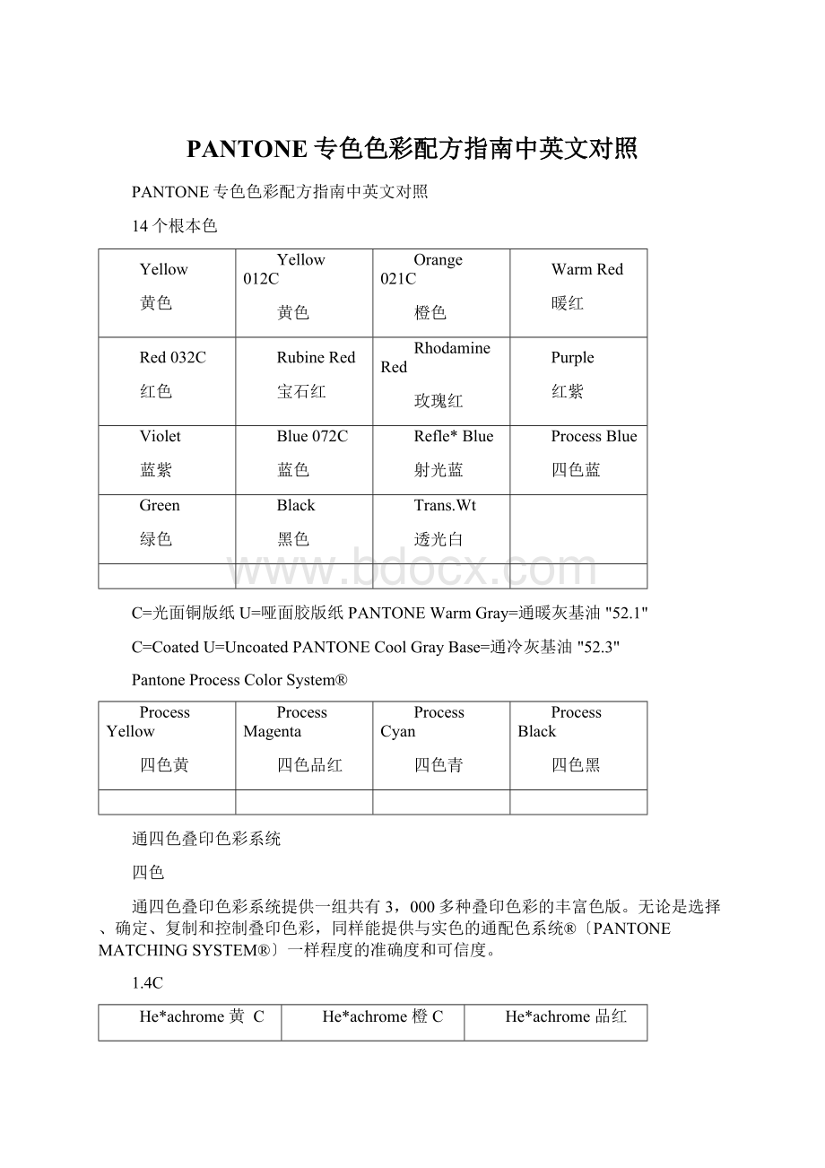 PANTONE专色色彩配方指南中英文对照.docx_第1页