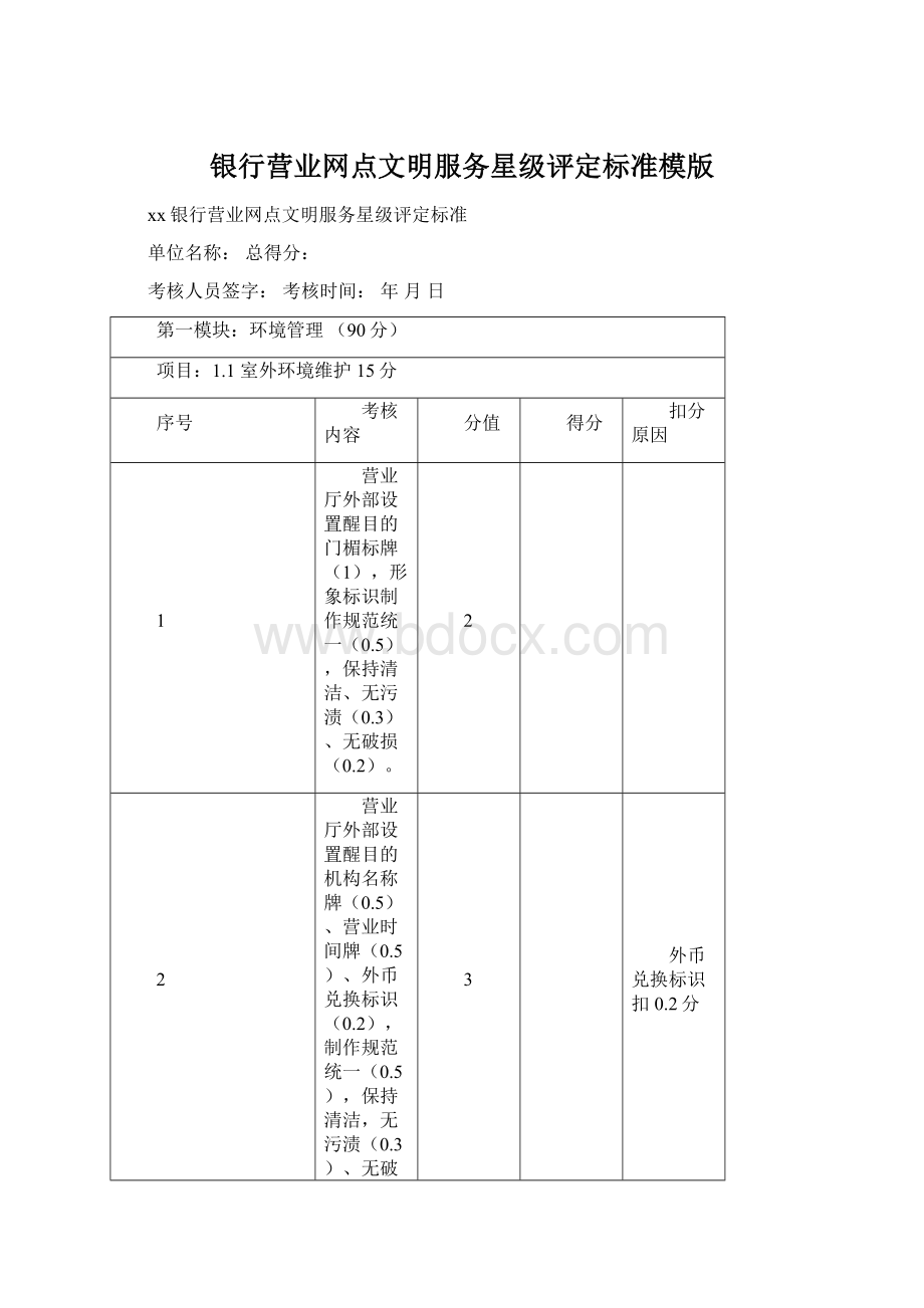 银行营业网点文明服务星级评定标准模版.docx_第1页