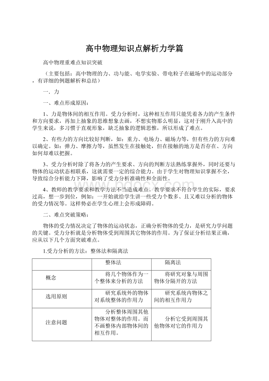 高中物理知识点解析力学篇.docx