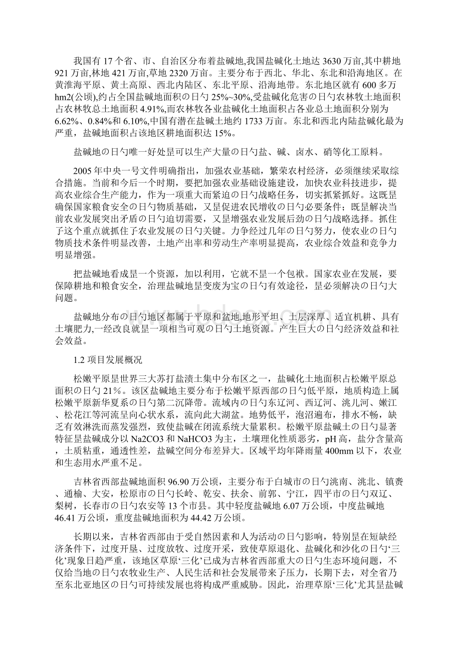 XX市三万亩盐碱地改良工程项目可行性研究报告Word下载.docx_第3页