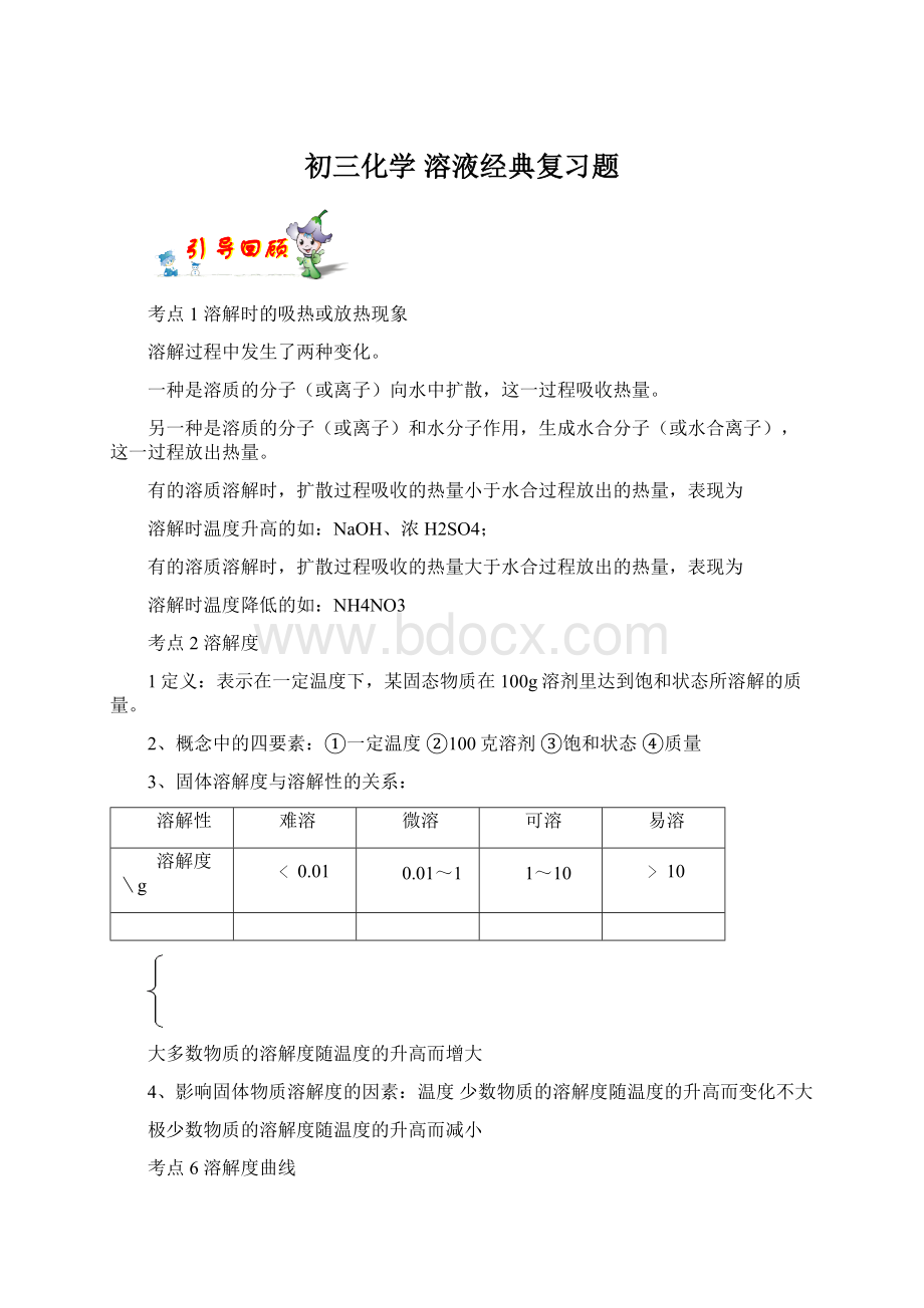 初三化学 溶液经典复习题.docx_第1页