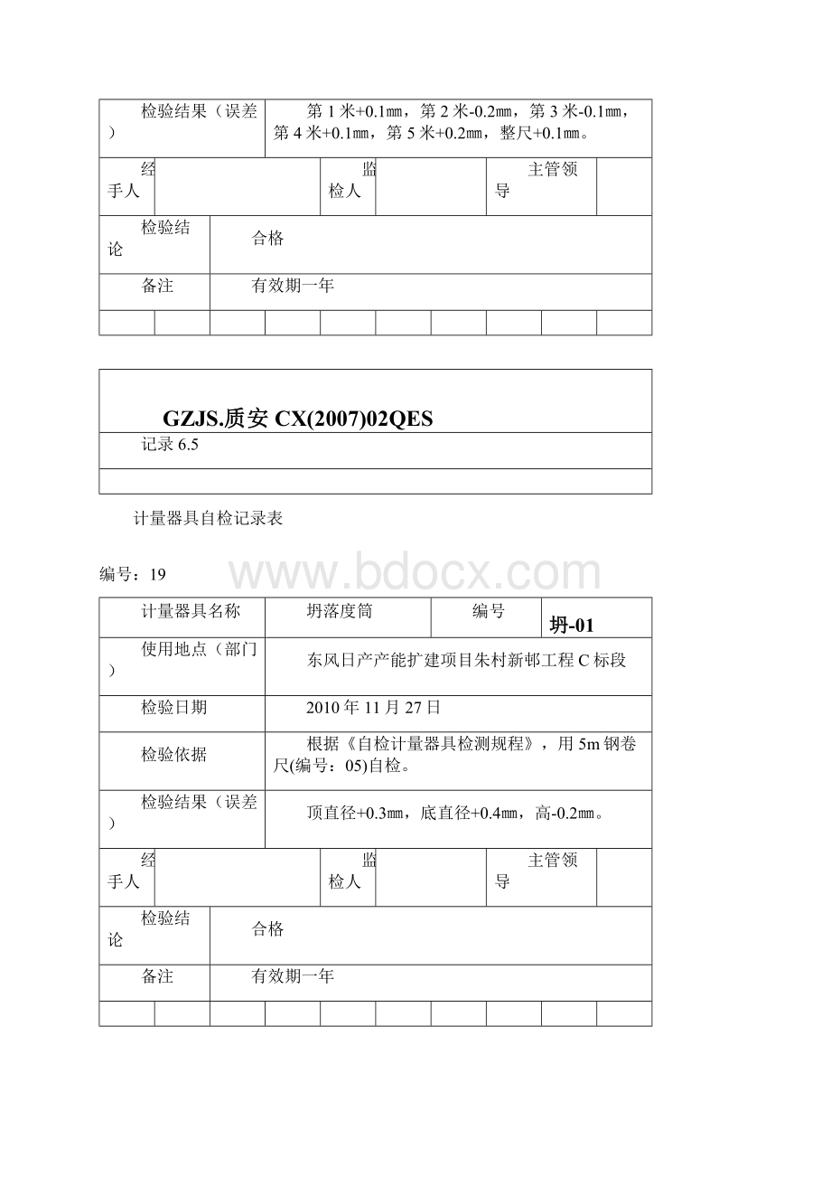 计量器具自检记录表文档格式.docx_第3页