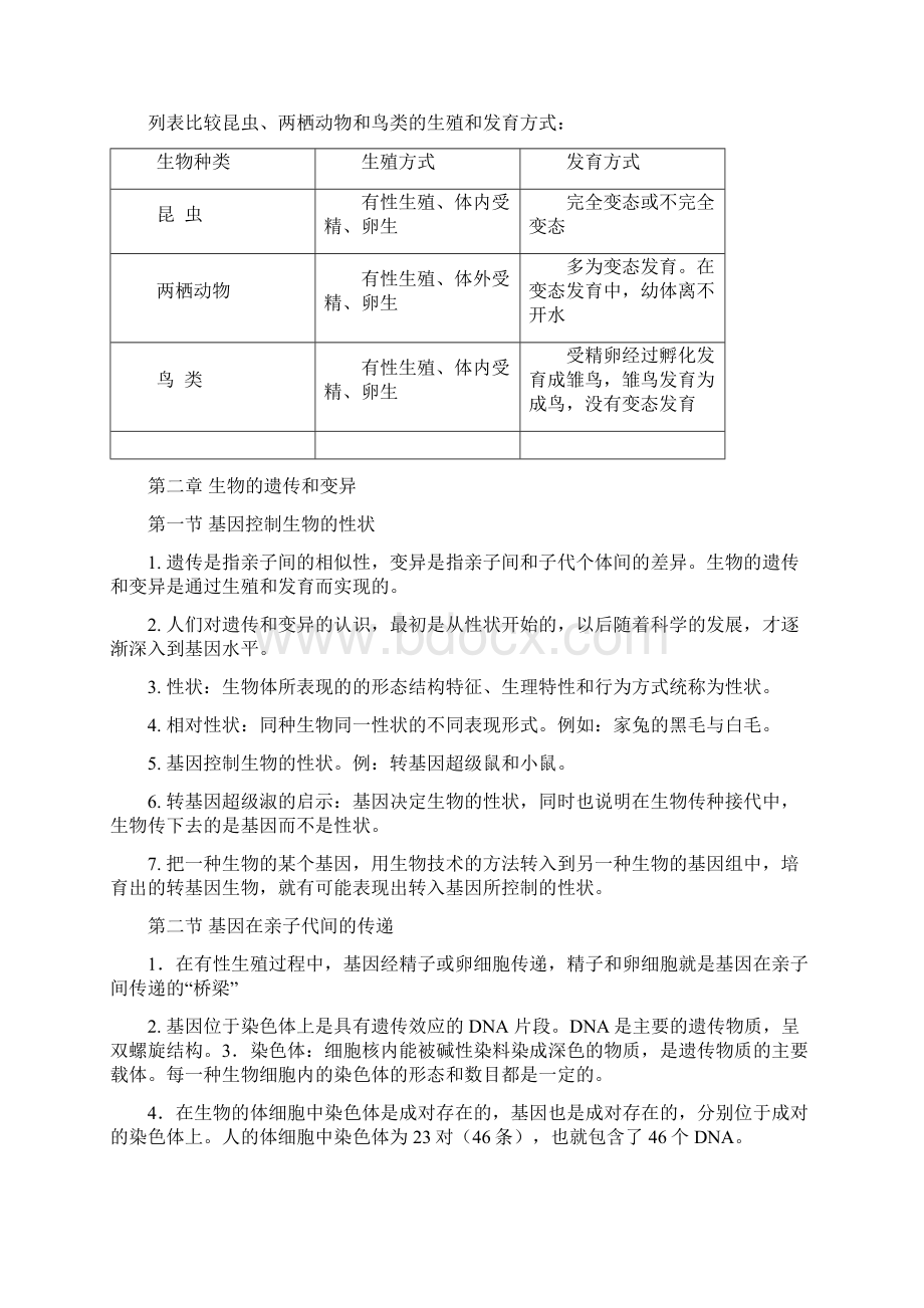 最新人教版八年级生物下册知识点归纳汇总Word格式.docx_第3页