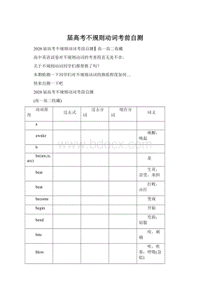 届高考不规则动词考前自测.docx