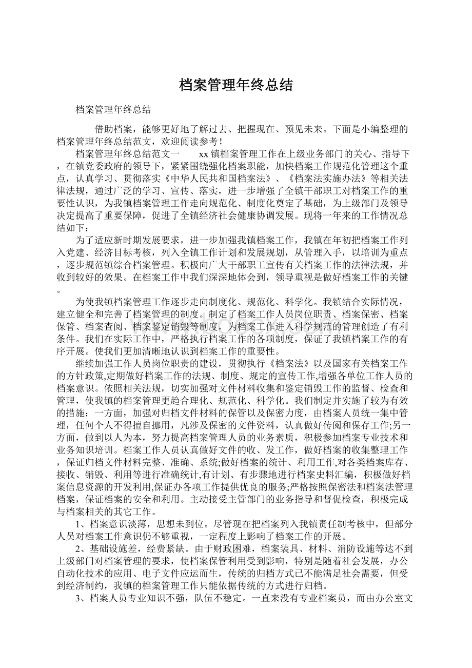 档案管理年终总结文档格式.docx_第1页