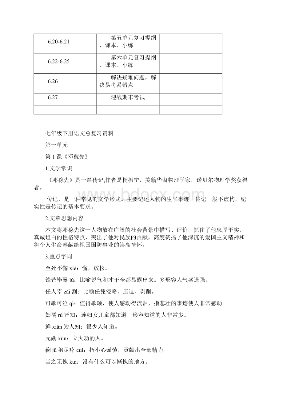 完整word版人教版部编版七年级下册语文总复习资料.docx_第2页