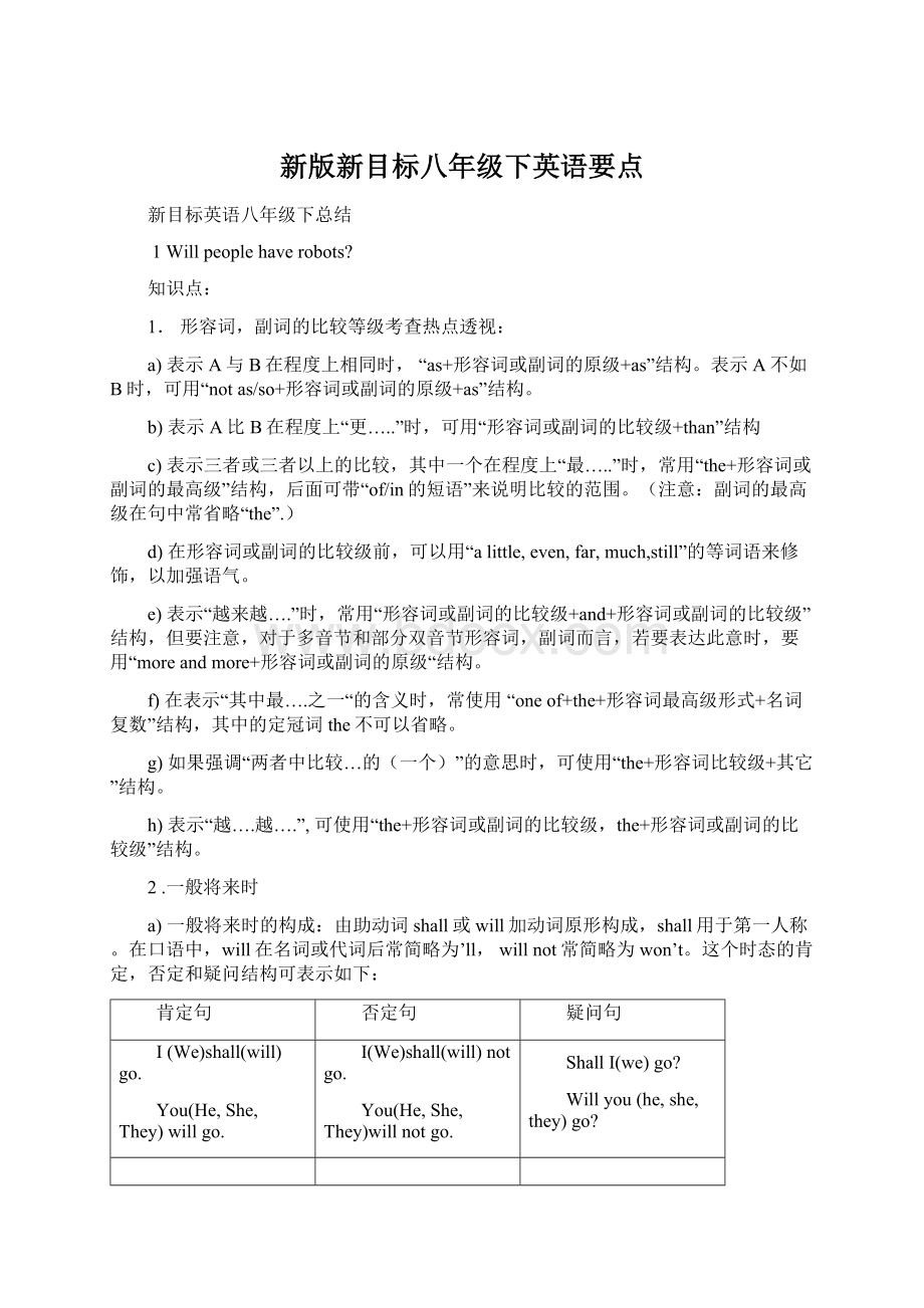 新版新目标八年级下英语要点Word文档格式.docx