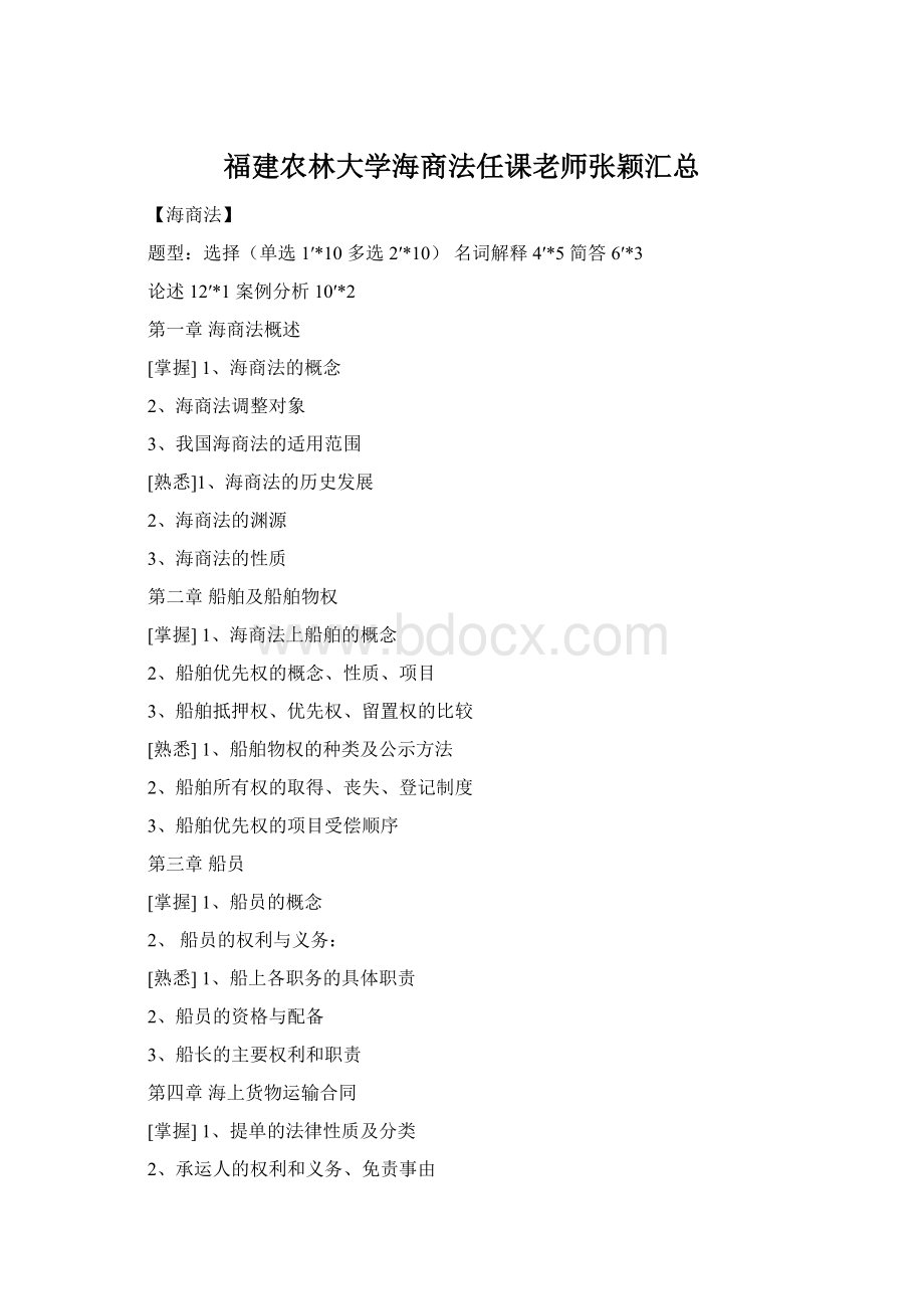 福建农林大学海商法任课老师张颖汇总Word文档格式.docx_第1页