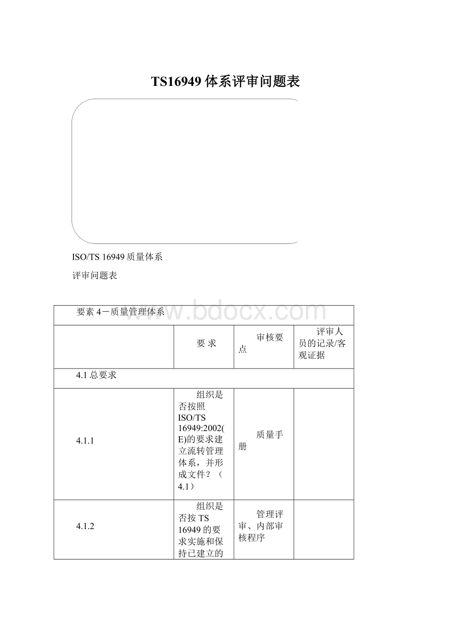 TS16949体系评审问题表.docx_第1页