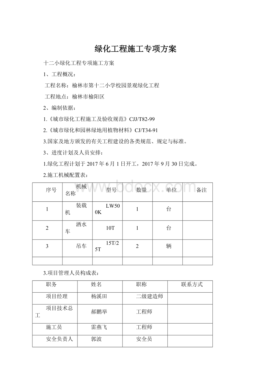 绿化工程施工专项方案.docx_第1页