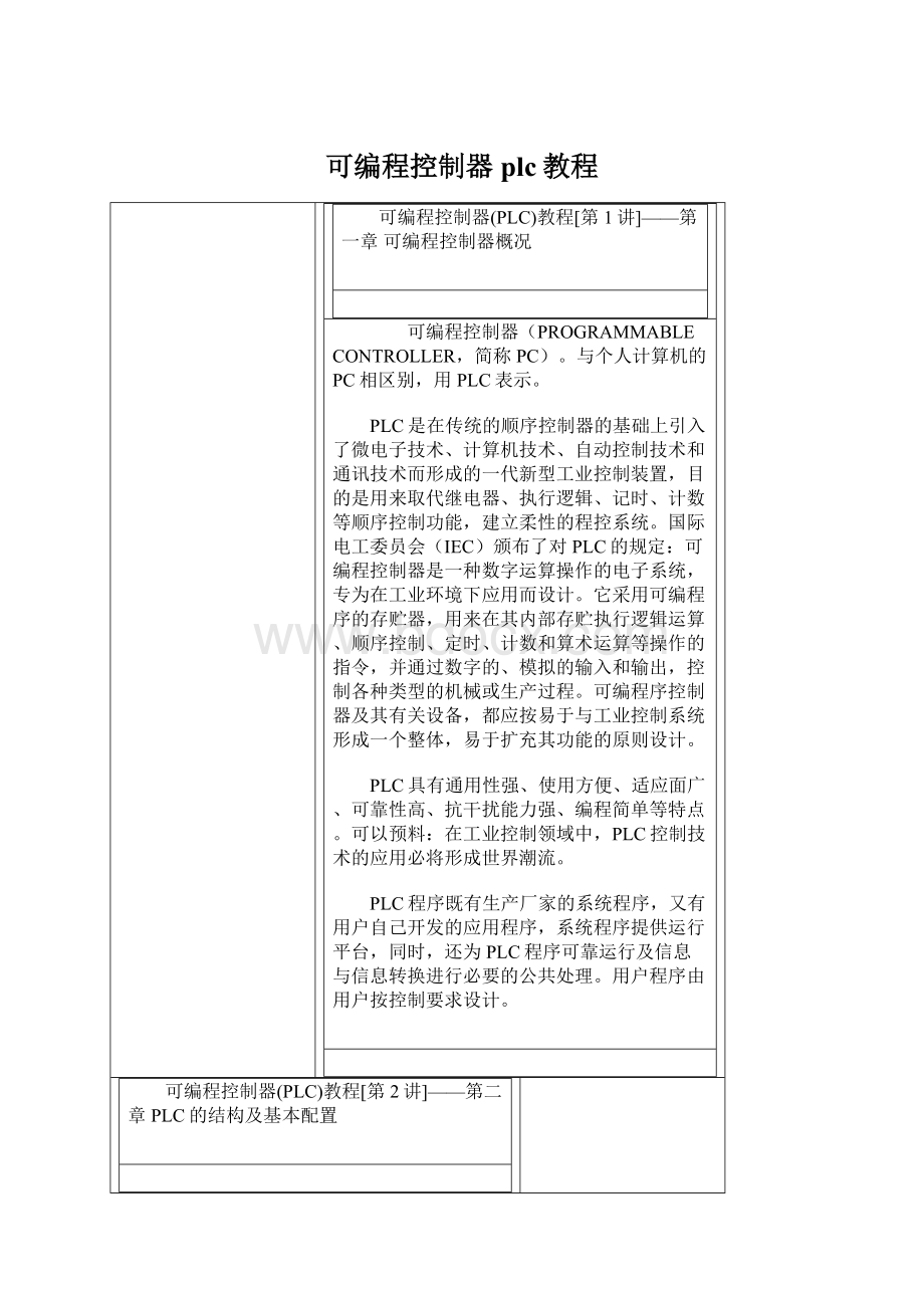 可编程控制器plc教程文档格式.docx