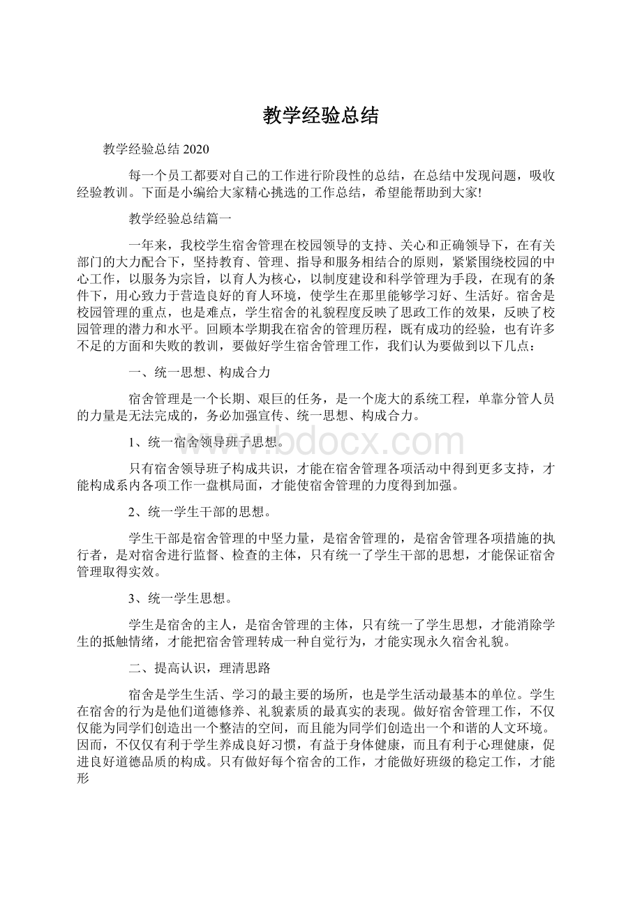 教学经验总结Word格式.docx