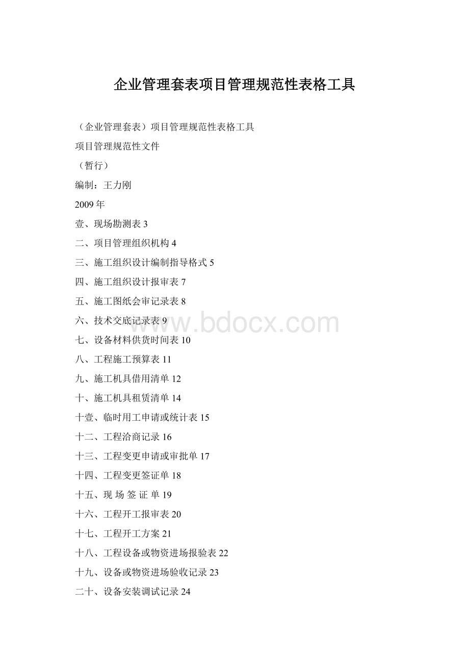 企业管理套表项目管理规范性表格工具.docx_第1页