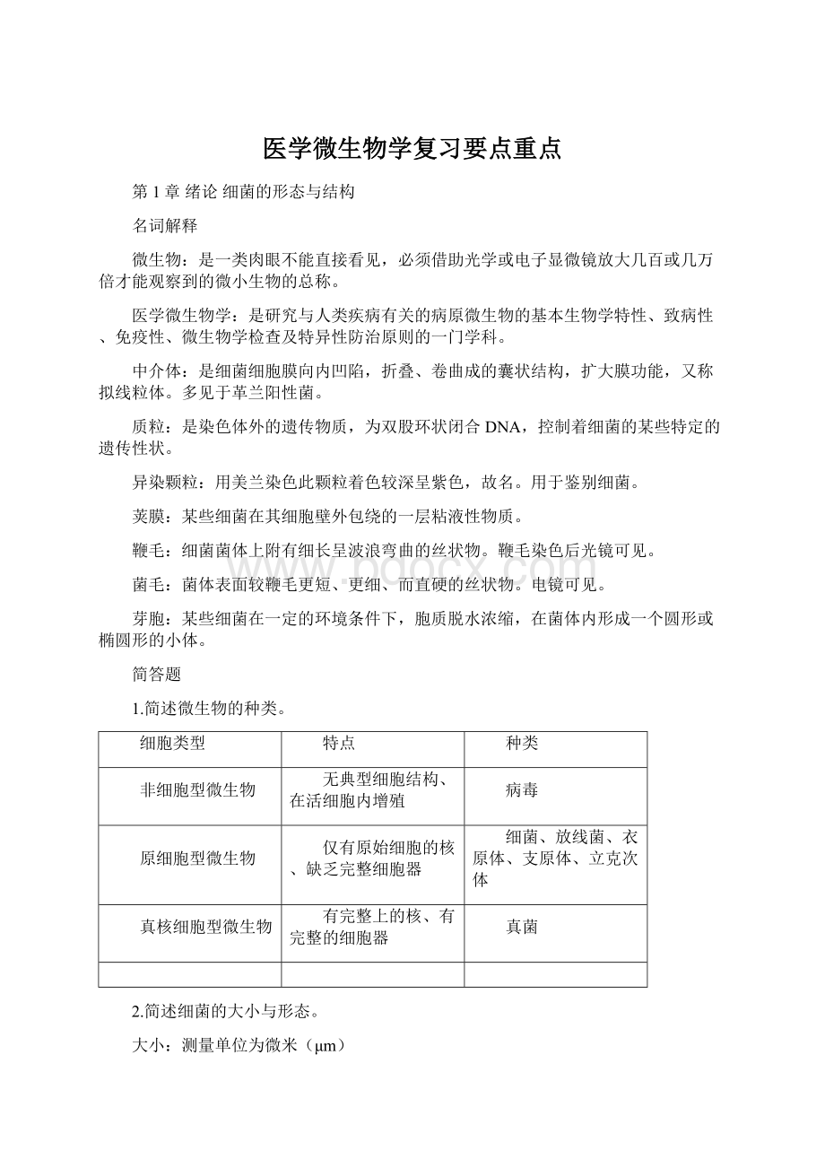 医学微生物学复习要点重点.docx