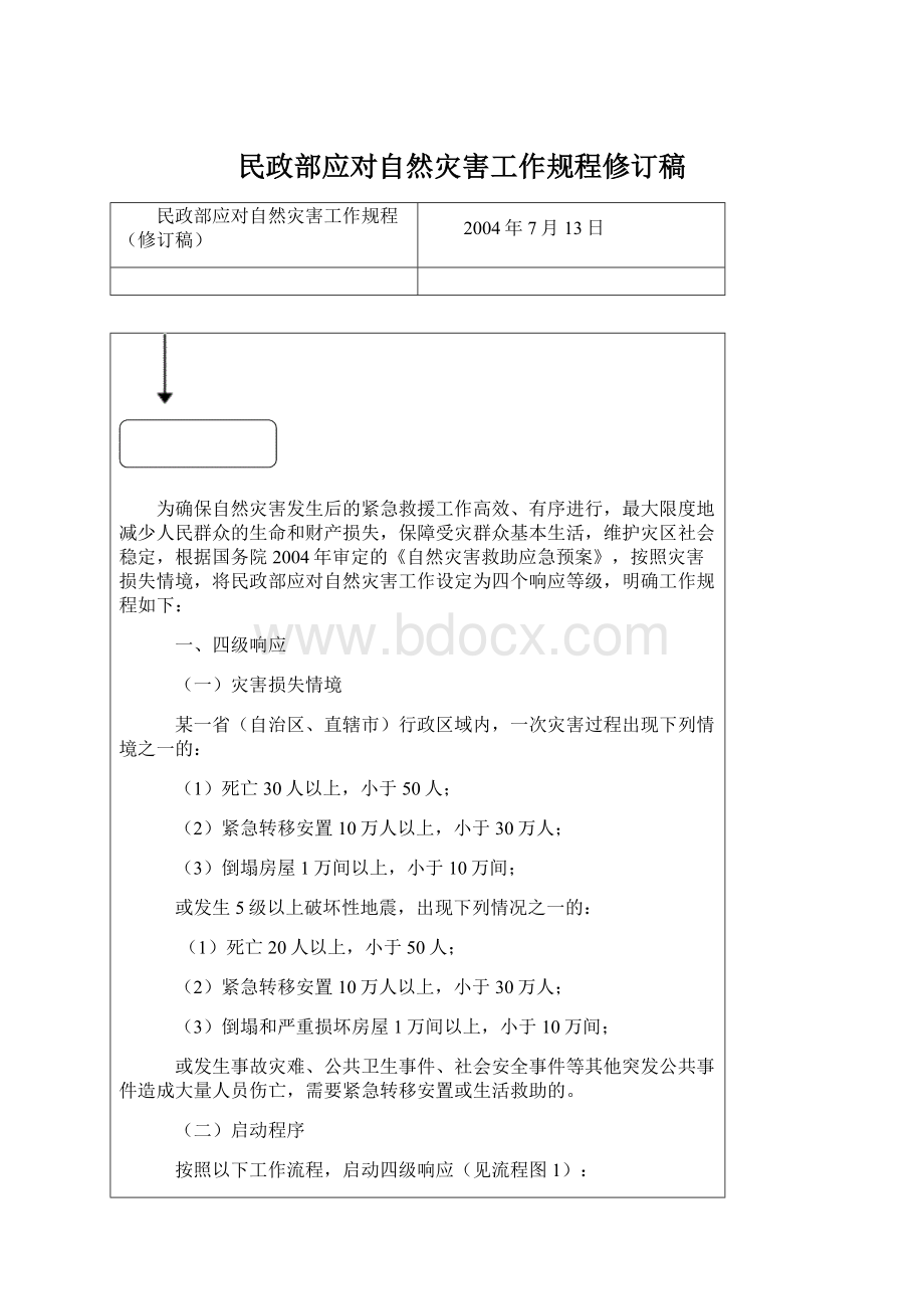 民政部应对自然灾害工作规程修订稿Word文件下载.docx