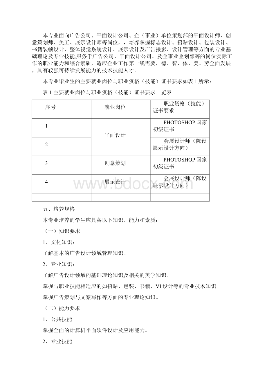 广告设计与制作影视动画环境艺术设计楼宇智能化工程技术专业建筑工程技术工程造价专业人才培养方案Word文件下载.docx_第2页