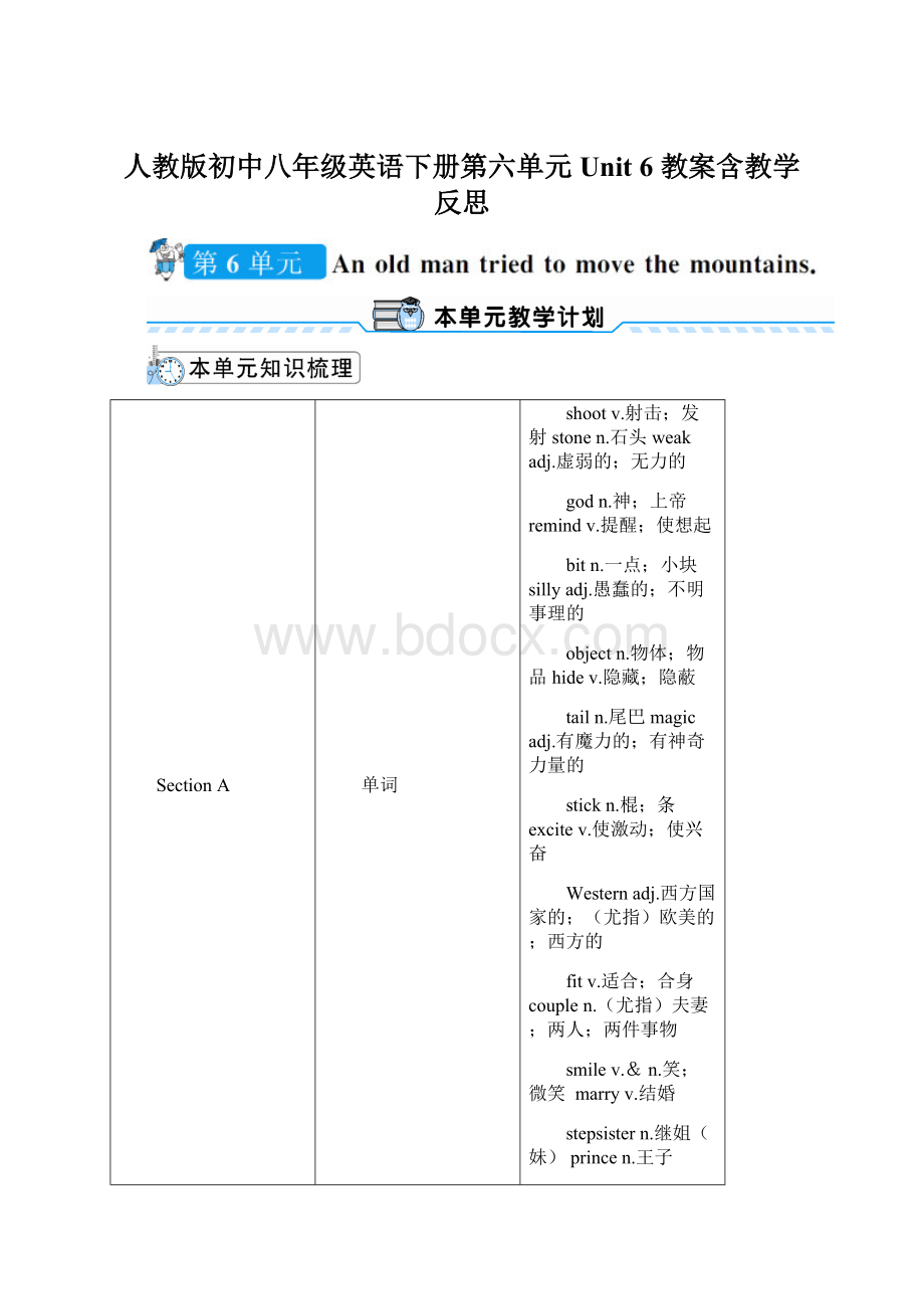 人教版初中八年级英语下册第六单元Unit 6 教案含教学反思.docx_第1页