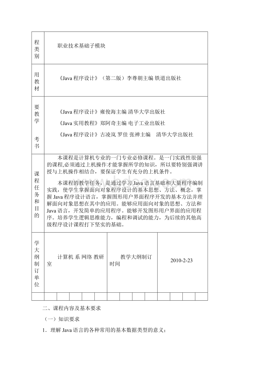 《Java程序设计》课程教学大纲.docx_第2页