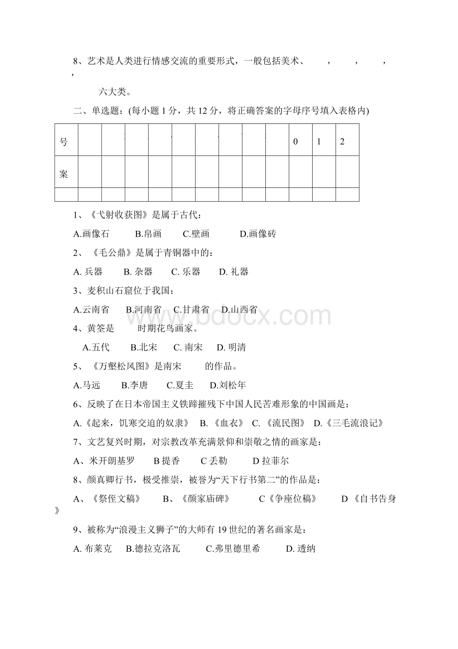 高中美术教师招聘考试题Word文档下载推荐.docx_第3页