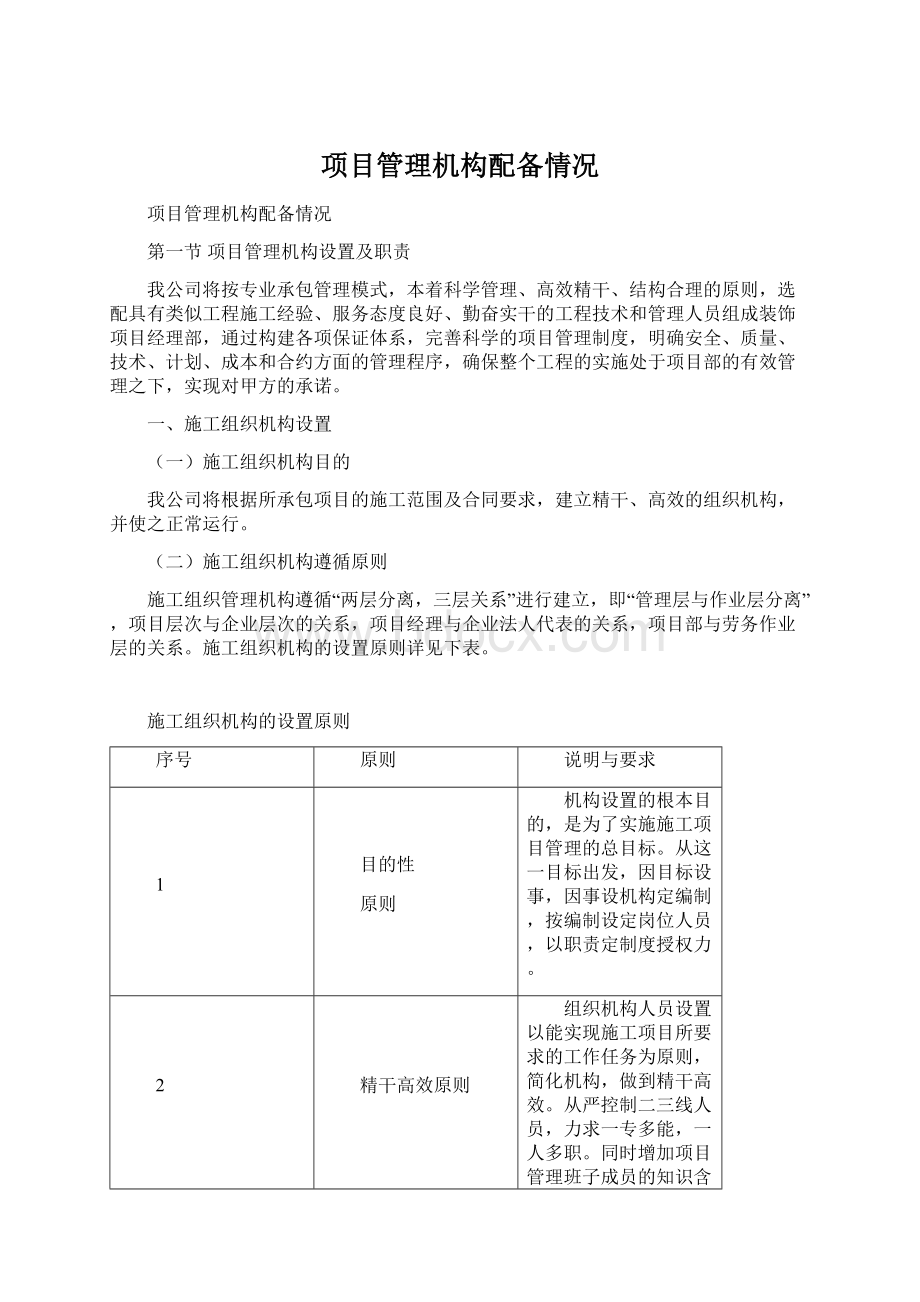 项目管理机构配备情况Word文件下载.docx